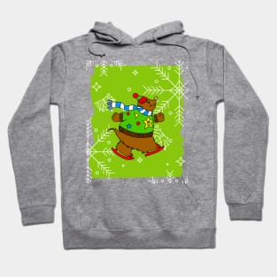 MERRY Christmas Brown Bear Ice Skater Hoodie